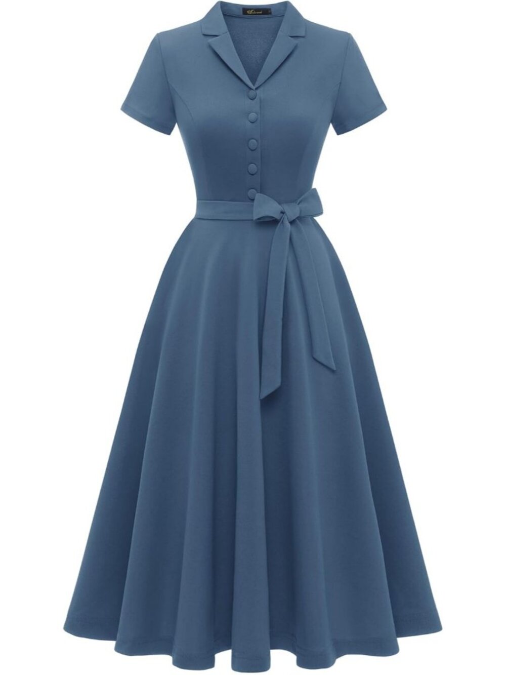 Wedtrend Women's Short Sleeve Cocktail Party Work Church Dress -Grey Blue